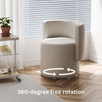 Off white durable leather swivel makeup stool with curved backrest and silent rotation