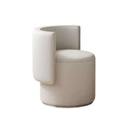 Off white durable leather swivel makeup stool with curved backrest and silent rotation