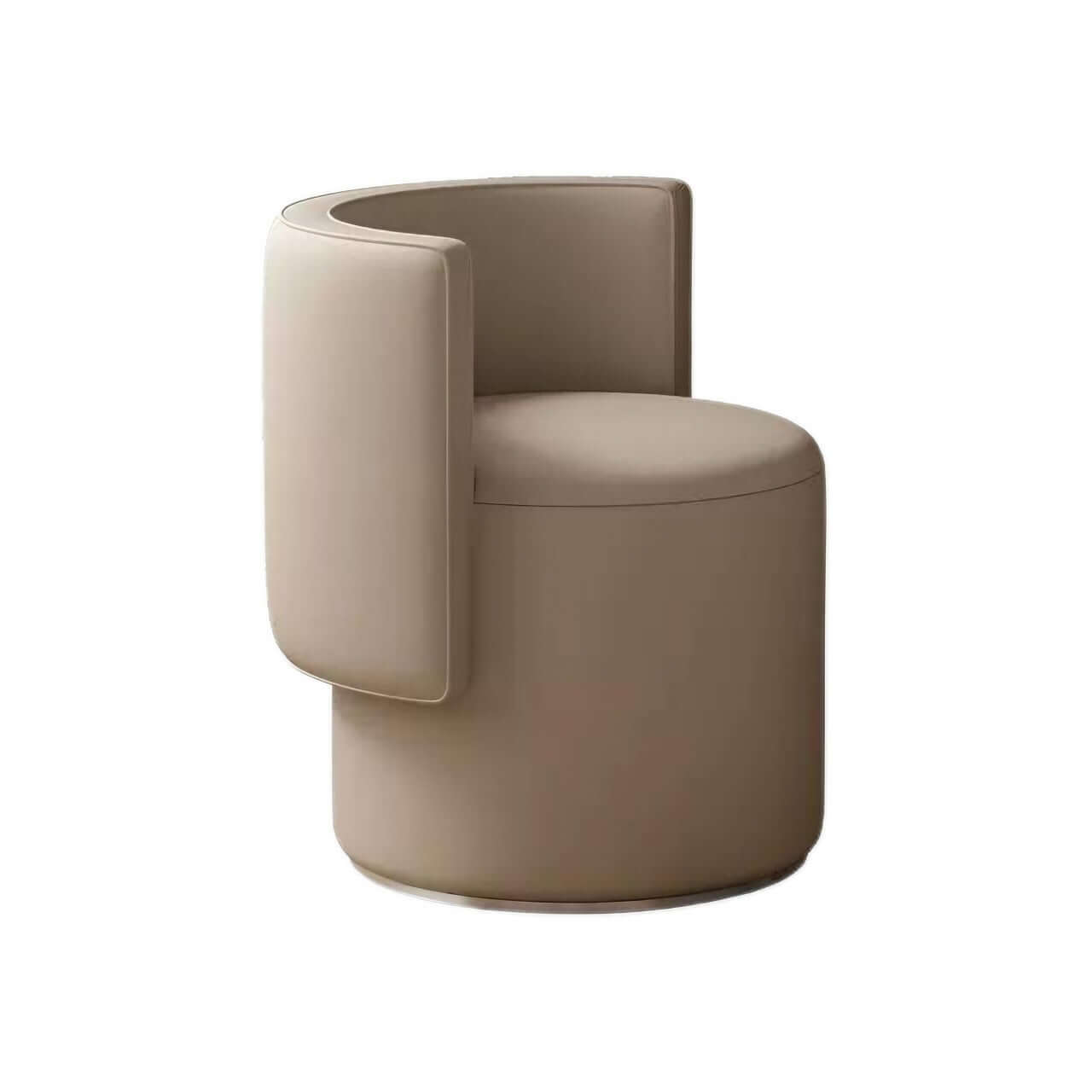 Off white durable leather swivel makeup stool with curved backrest and silent rotation