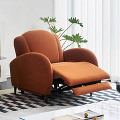 Luxury Orange Velvet Technology Recliner with Shell Design