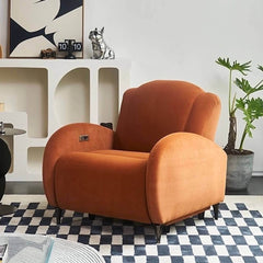 Stylish Modern Orange Velvet Recliner with Electronic Controls