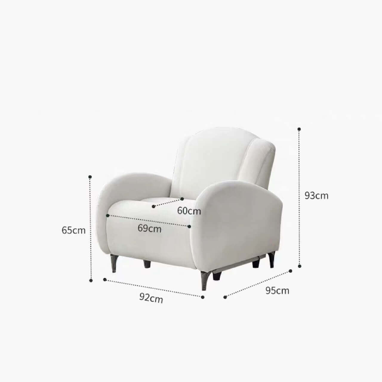 Orange velvet electric recliner chair with modern shell shape design