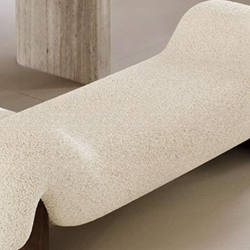 Modern Organic-Shaped Upholstered Living Room Bench with Armrests