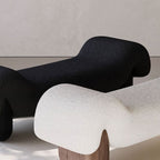 Modern Organic-Shaped Upholstered Living Room Bench with Armrests