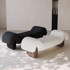 Modern Organic-Shaped Upholstered Living Room Bench with Armrests