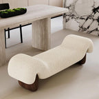Modern Organic-Shaped Upholstered Living Room Bench with Armrests