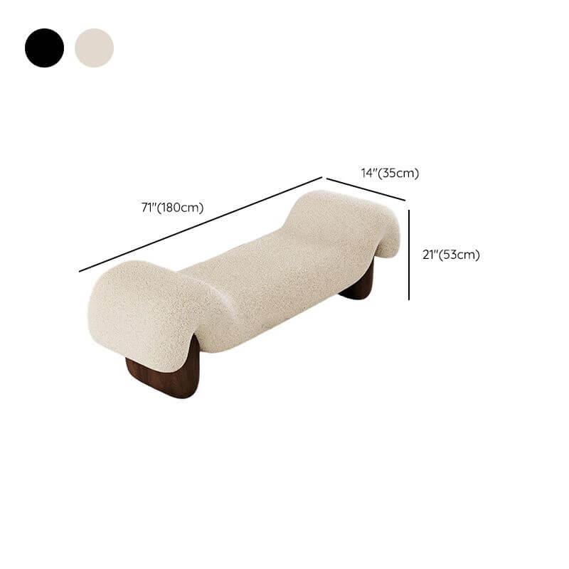 Modern Organic-Shaped Upholstered Living Room Bench with Armrests Dimensions
