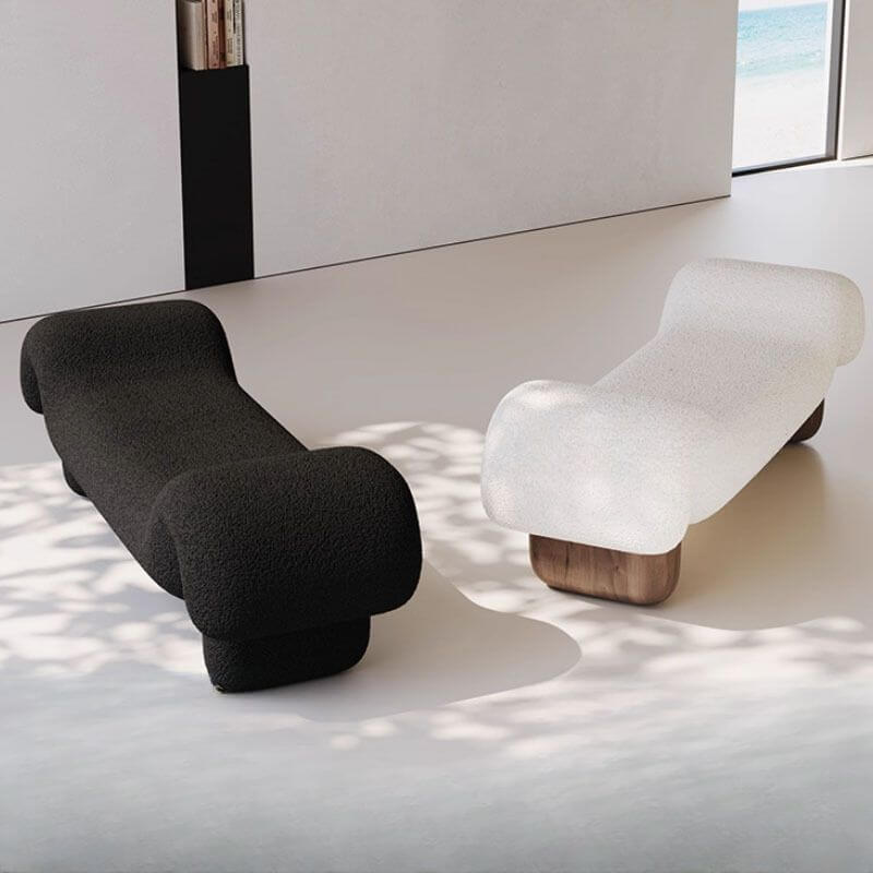 Modern Organic-Shaped Upholstered Living Room Bench with Armrests Main Product Image