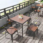 Modern Outdoor Coffee Table with Metal Frame and Espresso Wood Top