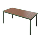 Modern Outdoor Coffee Table with Metal Frame and Espresso Wood Top