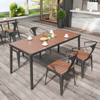 Modern Outdoor Coffee Table with Metal Frame and Espresso Wood Top