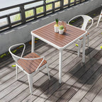 Modern Outdoor Coffee Table with Metal Frame and Espresso Wood Top