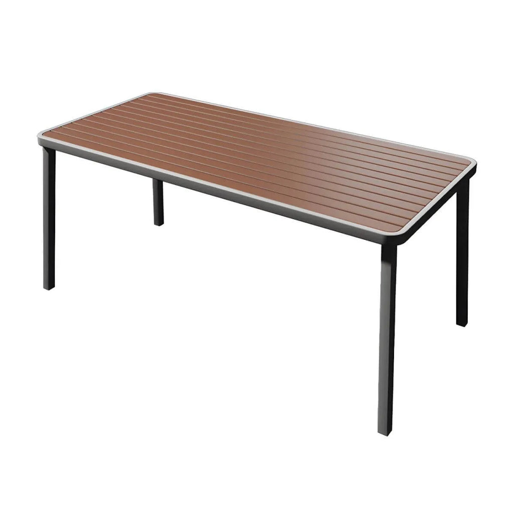 Modern Outdoor Coffee Table with Metal Frame and Espresso Wood Top