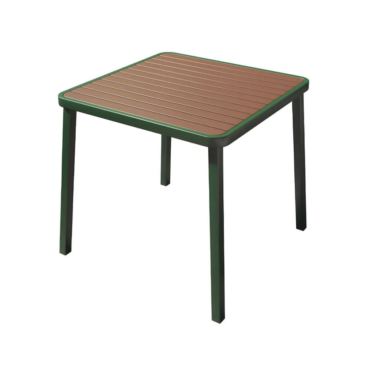 Modern Outdoor Coffee Table with Metal Frame and Espresso Wood Top
