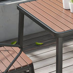 Modern Outdoor Coffee Table with Metal Frame and Espresso Wood Top