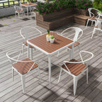Modern Outdoor Coffee Table with Metal Frame and Espresso Wood Top