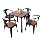 Modern Outdoor Coffee Table with Metal Frame and Espresso Wood Top