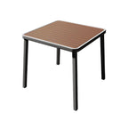 Modern Outdoor Coffee Table with Metal Frame and Espresso Wood Top