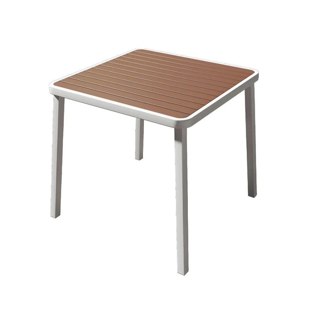 Modern Outdoor Coffee Table with Metal Frame and Espresso Wood Top