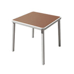 Modern Outdoor Coffee Table with Metal Frame and Espresso Wood Top