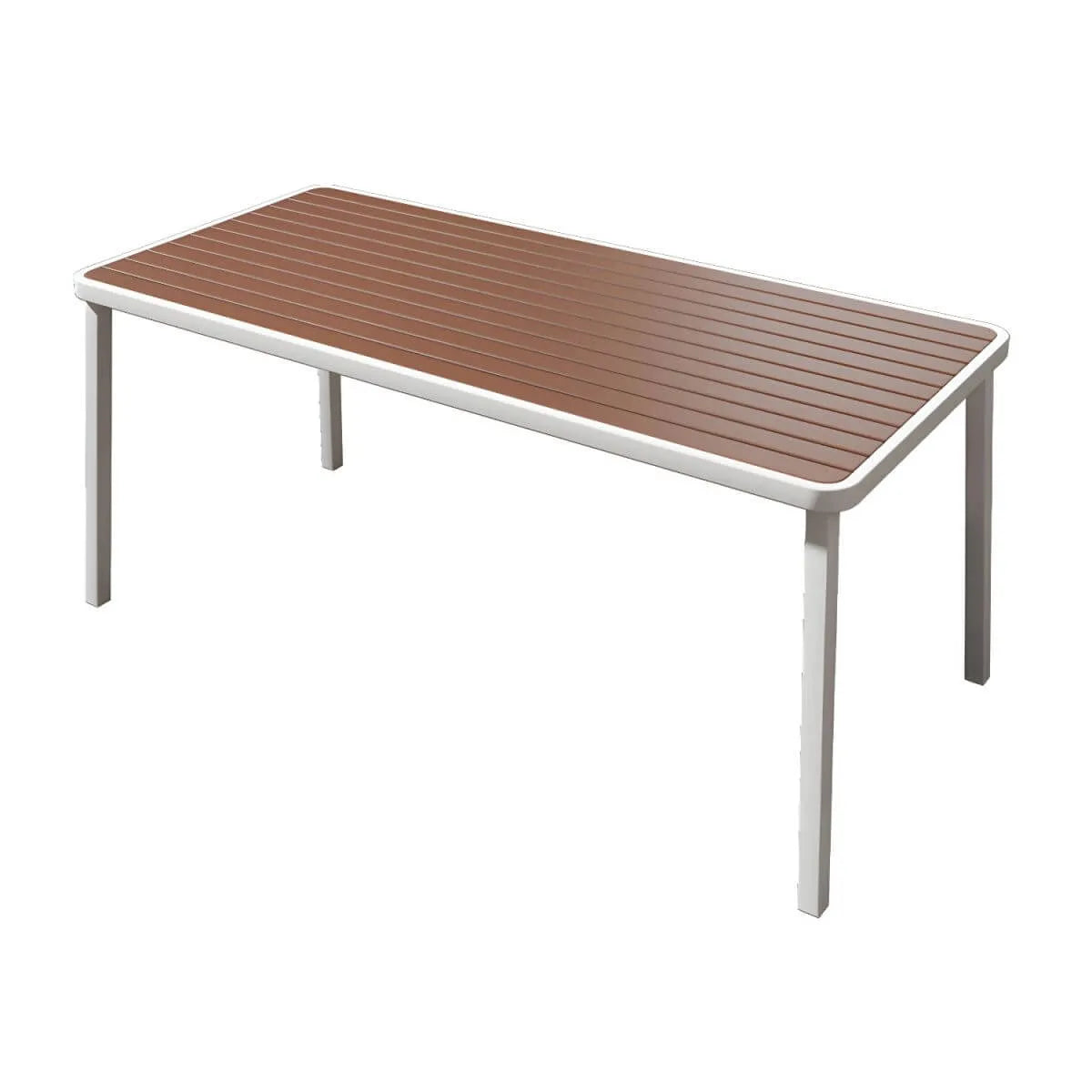 Modern Outdoor Coffee Table with Metal Frame and Espresso Wood Top