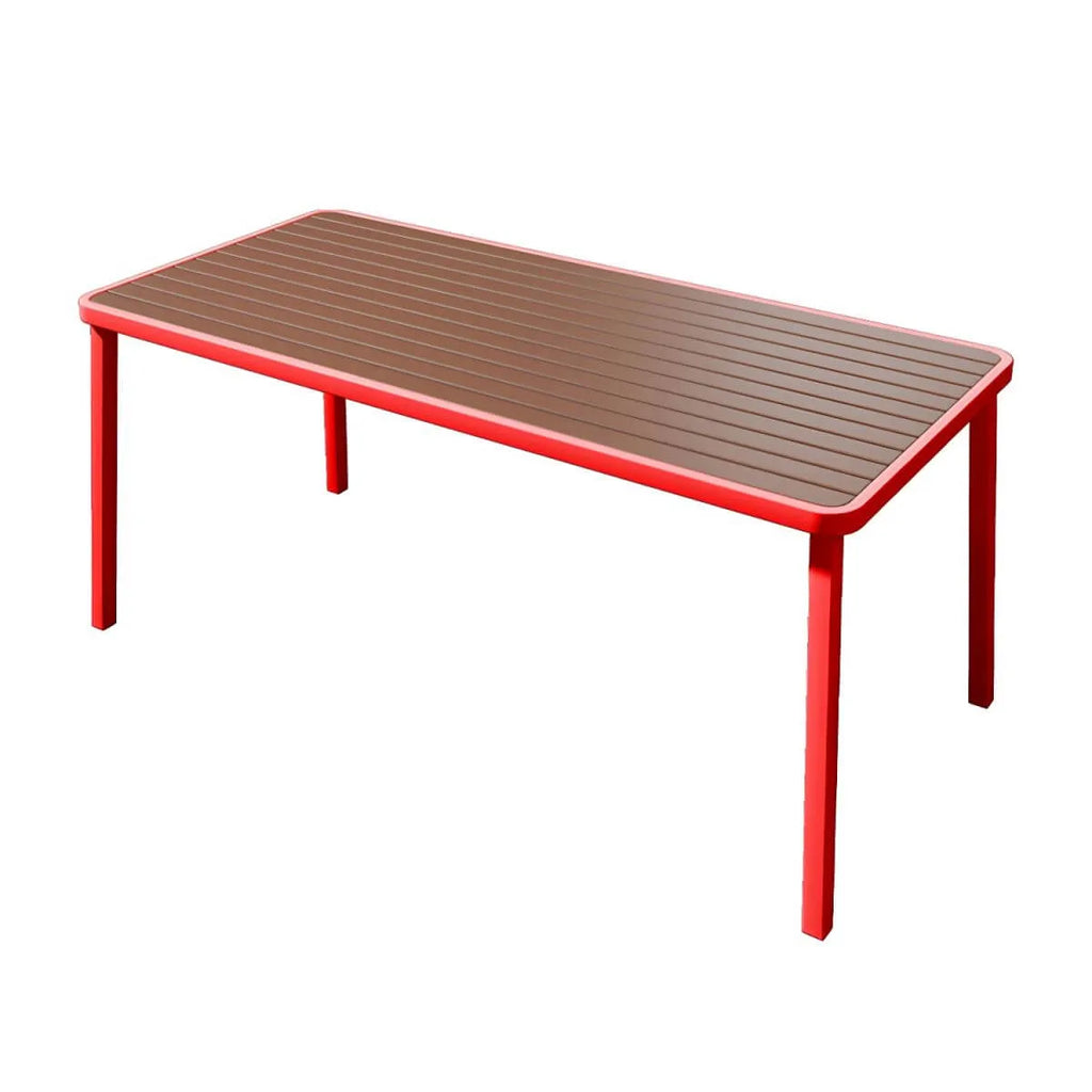 Modern Outdoor Coffee Table with Metal Frame and Espresso Wood Top