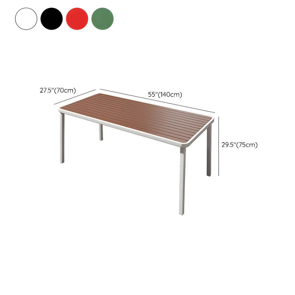 Modern Outdoor Coffee Table with Metal Frame and Espresso Wood Top Dimensions
