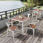 Modern Outdoor Coffee Table with Metal Frame and Espresso Wood Top Main Product Image