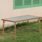 Modern Outdoor Coffee Table with Woven Legs and Matte Grey Top