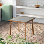 Modern Outdoor Coffee Table with Woven Legs and Matte Grey Top