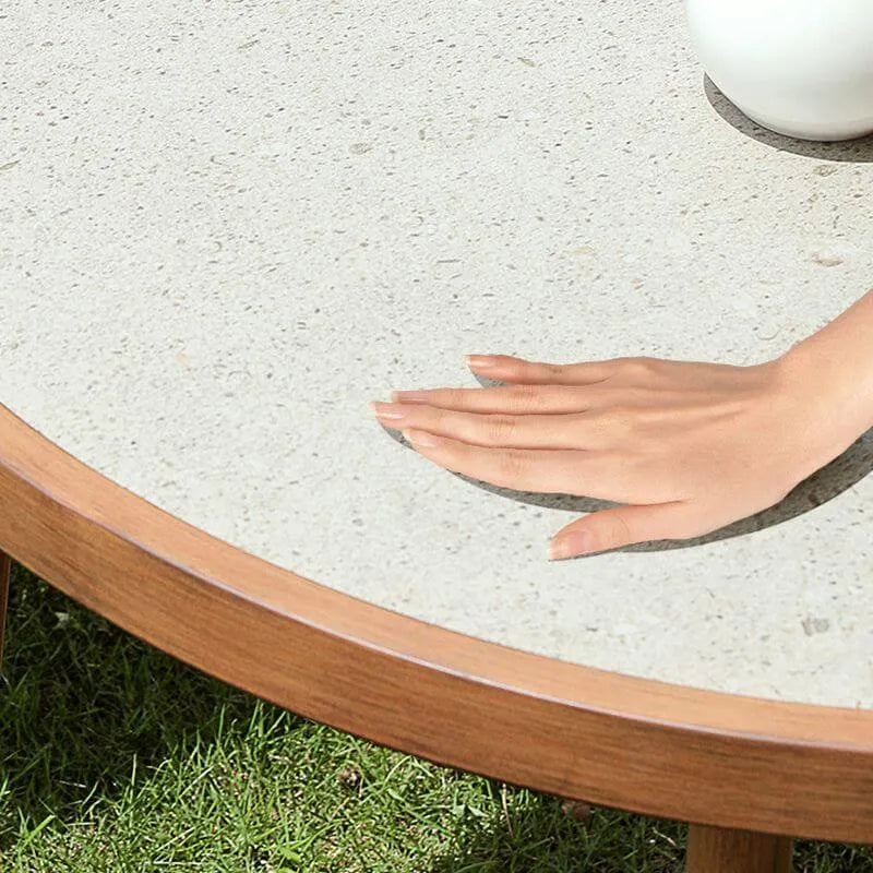 Modern Outdoor Coffee Table with Woven Legs and Matte Grey Top