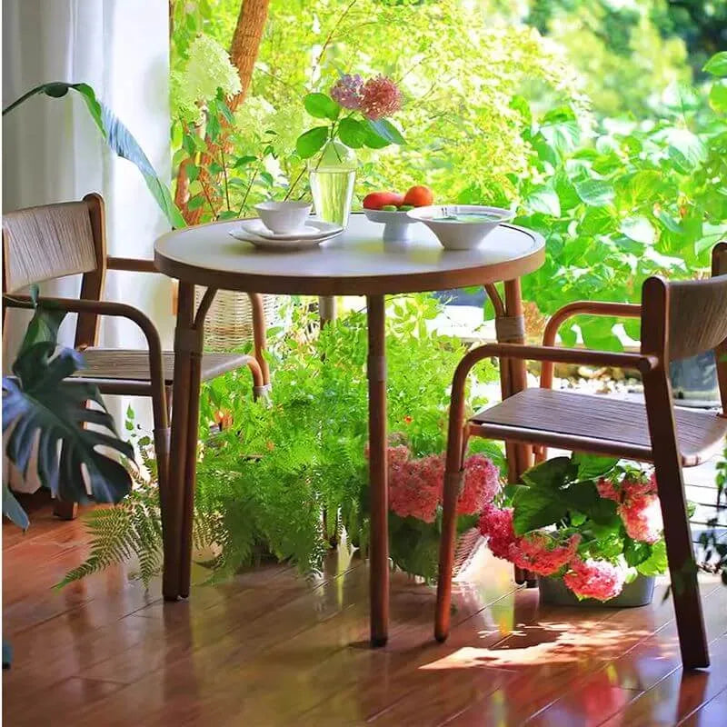 Modern Outdoor Coffee Table with Woven Legs and Matte Grey Top Main Product Image Main image