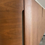 Modern Oval Sideboard with Marble Top & Walnut Veneer