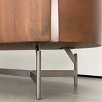 Modern Oval Sideboard with Marble Top & Walnut Veneer