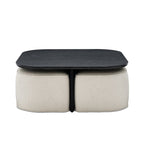 Modern Oval Solid Wood Coffee Table with Velvet Stool