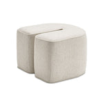 Modern Oval Solid Wood Coffee Table with Velvet Stool