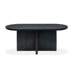 Modern Oval Solid Wood Coffee Table with Velvet Stool