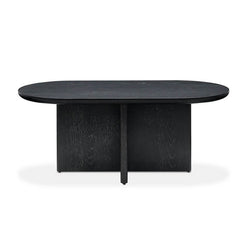 Modern Oval Solid Wood Coffee Table with Velvet Stool
