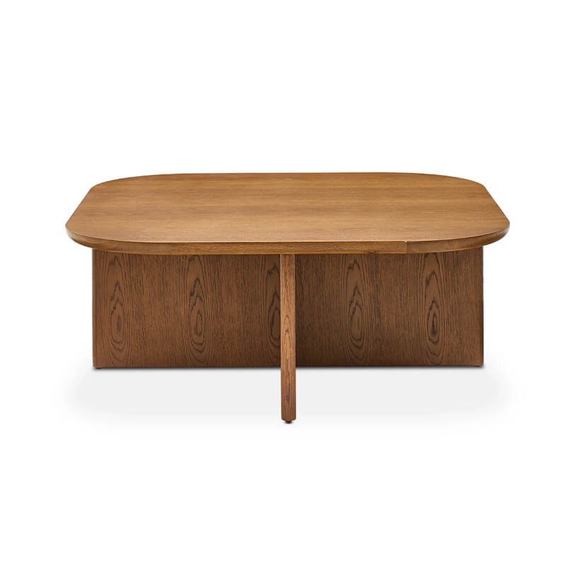 Modern Oval Solid Wood Coffee Table with Velvet Stool