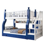 Modern Pine Bunk Bed with Bookshelf, Drawers, and Ladder