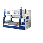 Modern Pine Bunk Bed with Bookshelf, Drawers, and Ladder