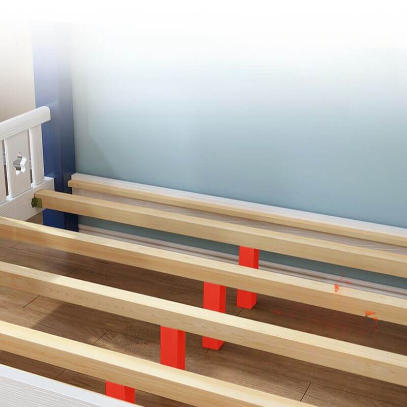 Modern Pine Bunk Bed with Bookshelf, Drawers, and Ladder