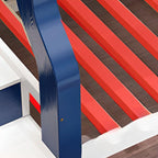 Modern Pine Bunk Bed with Bookshelf, Drawers, and Ladder