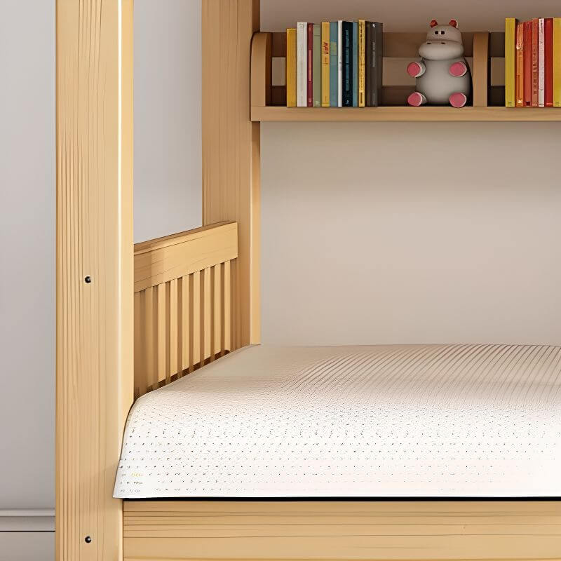 Modern Pine Bunk Bed with Drawers - Natural Wood Finish