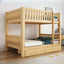 Modern Pine Bunk Bed with Drawers - Natural Wood Finish