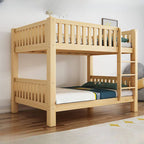 Modern Pine Bunk Bed with Drawers - Natural Wood Finish