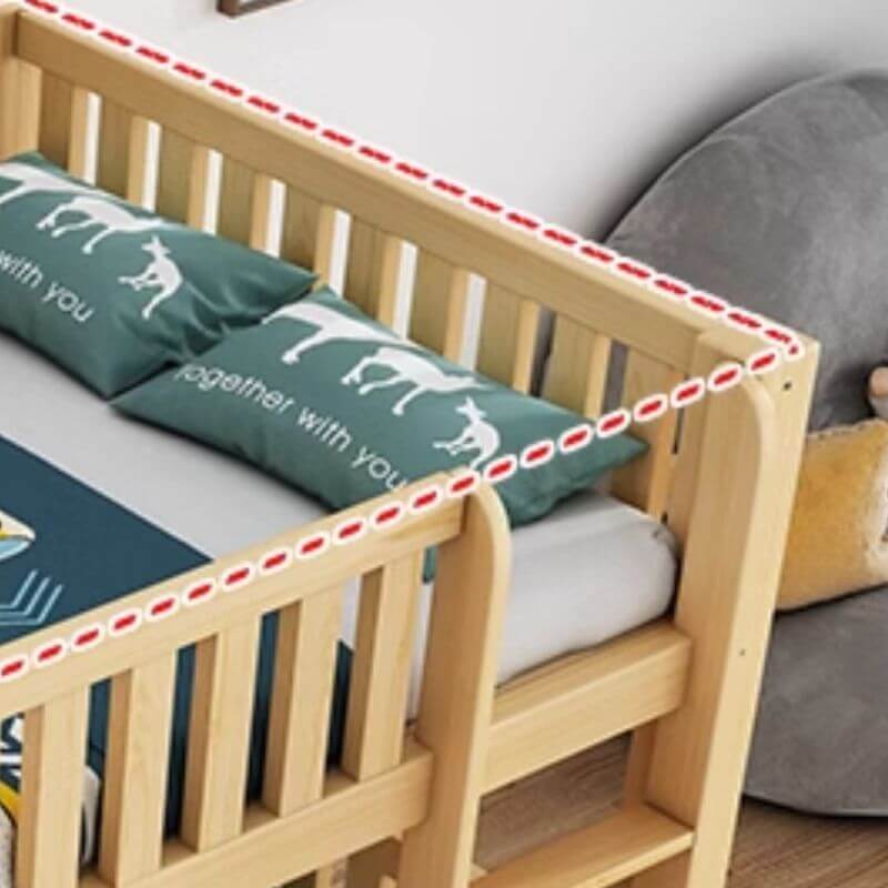 Modern Pine Bunk Bed with Drawers - Natural Wood Finish