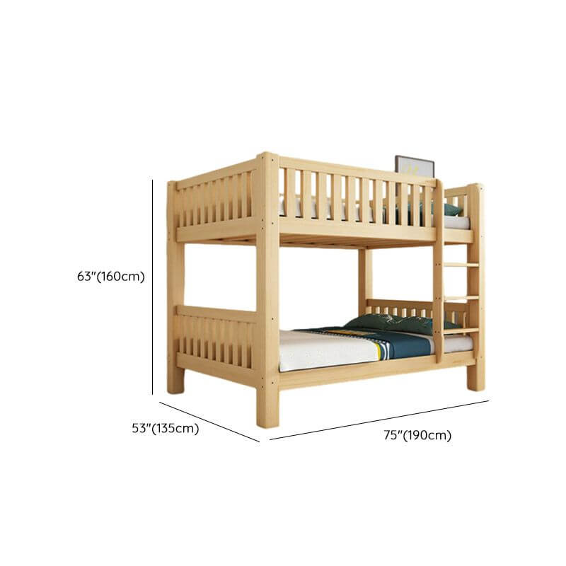 Modern Pine Bunk Bed with Drawers - Natural Wood Finish Dimensions