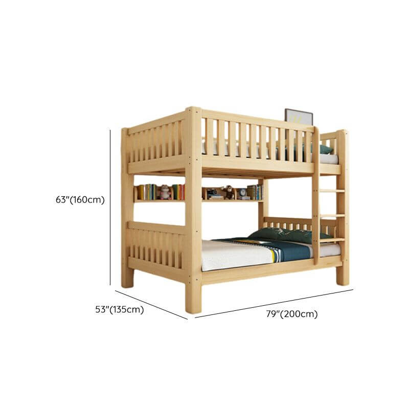 Modern Pine Bunk Bed with Drawers - Natural Wood Finish Dimensions