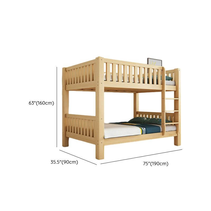 Modern Pine Bunk Bed with Drawers - Natural Wood Finish Dimensions